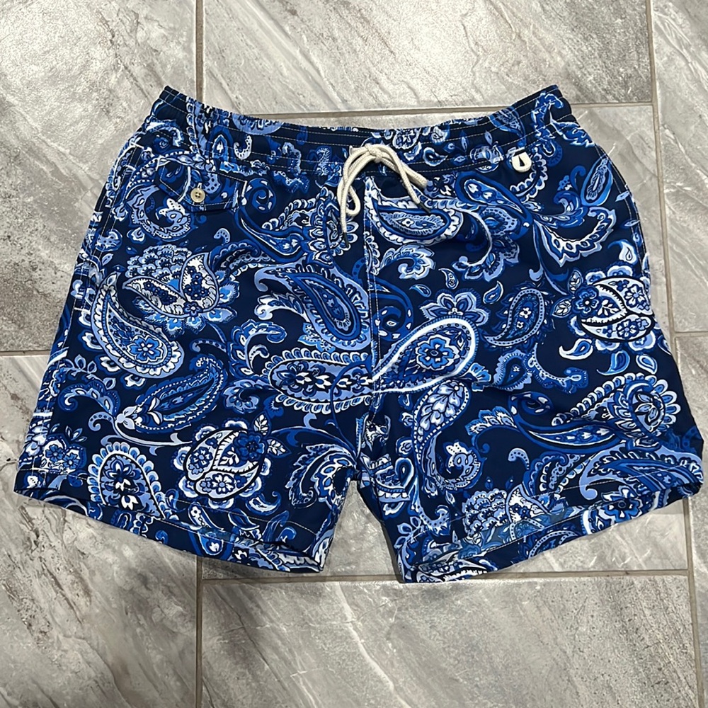 Polo by Ralph Lauren paisley short swim trunks with liner size large